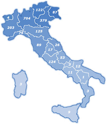 Numero di scalatori iscritti per regione