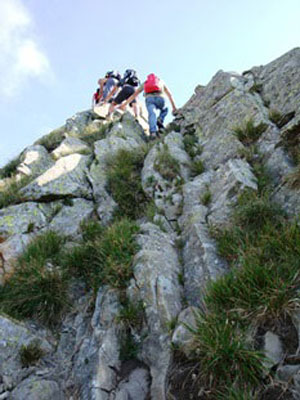 Traversata della Catena dei Groppi di Camporaghena - La paretina che si incontra verso Punta Buffanaro, da affrontare in discesa