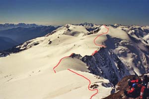 Traversata Monte Cevedale - Monte Rsole - Palon de la Mare - Il percorso dalla vetta del Cevedale