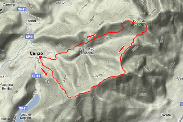 Mappa del percorso Traversata delle 7 cime - Itinerario per Cresta intorno alla Val Ravella