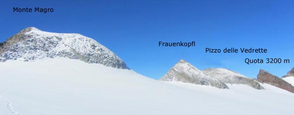 Il Monte Magro, Frauenkopfl, Pizzo delle Vedrette e Quota 3200 m
