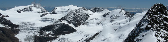 Parte delle cime della traversata viste dalla vetta del Pizzo Tresero