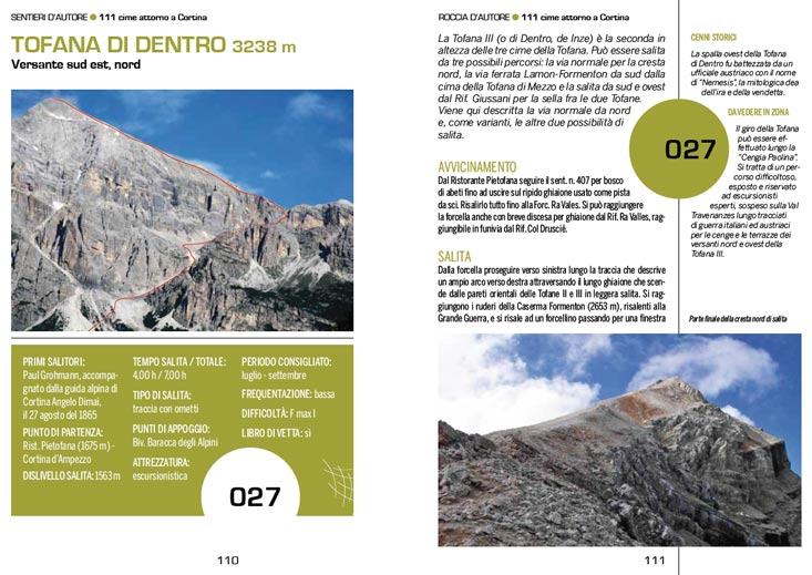 Pagina tipo del libro 111 Cime attorno a Cortina