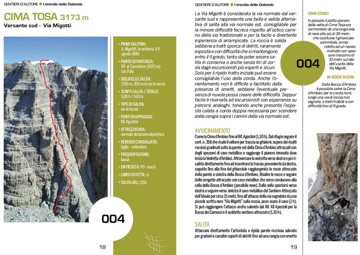 Pagina tipo del libro I 3000 delle DOlomiti