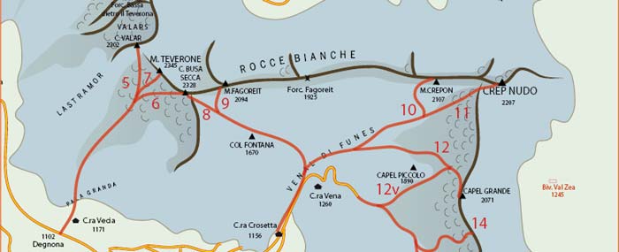 Cartina itinerario scialpinistico