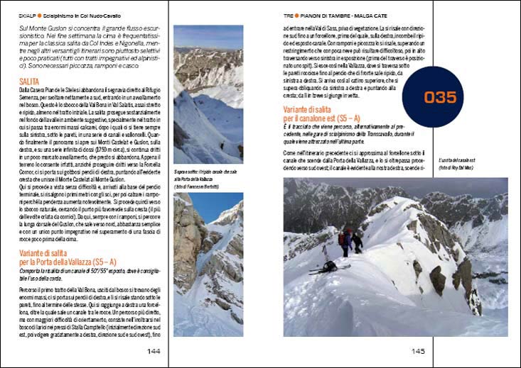 Pagina tipo del libro Scialpinismo in Col Nudo-Cavallo