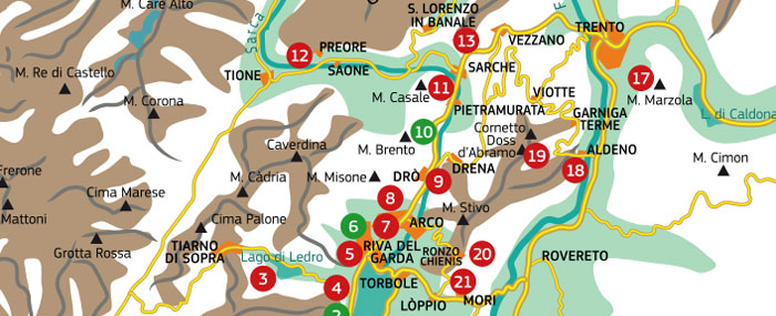 Cartina vie ferrata Alto Garda