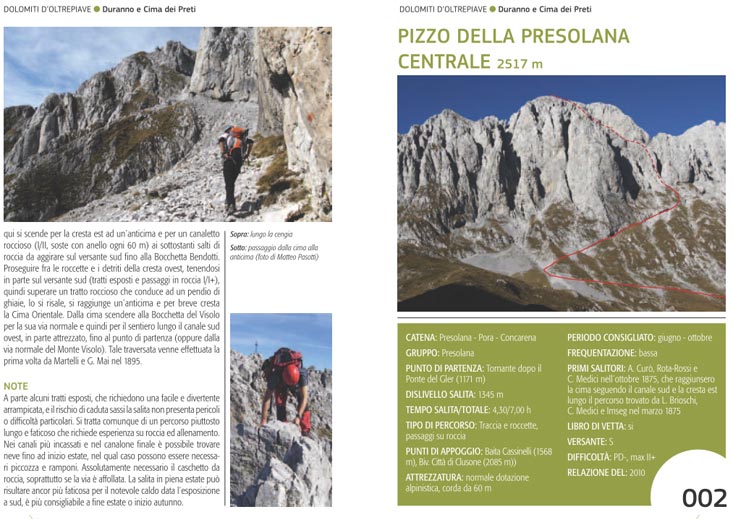 Pagina tipo del libro Prealpi Lombarde Centrali